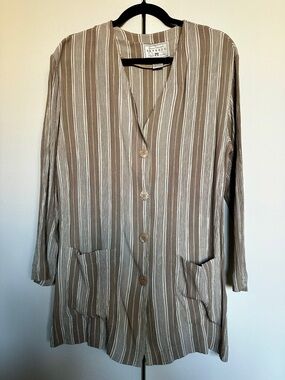 90s Vintage Compagnie Internationale EXPRESS Striped Button-Front Shirt Jacket L